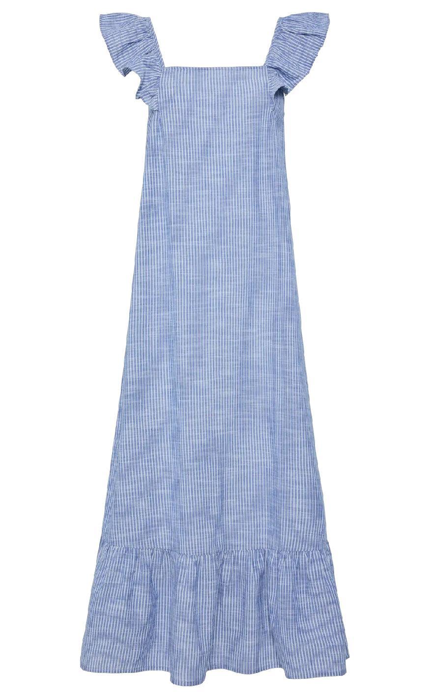 Pieces Kjole - Apia - Nautical Blue/Bright White
