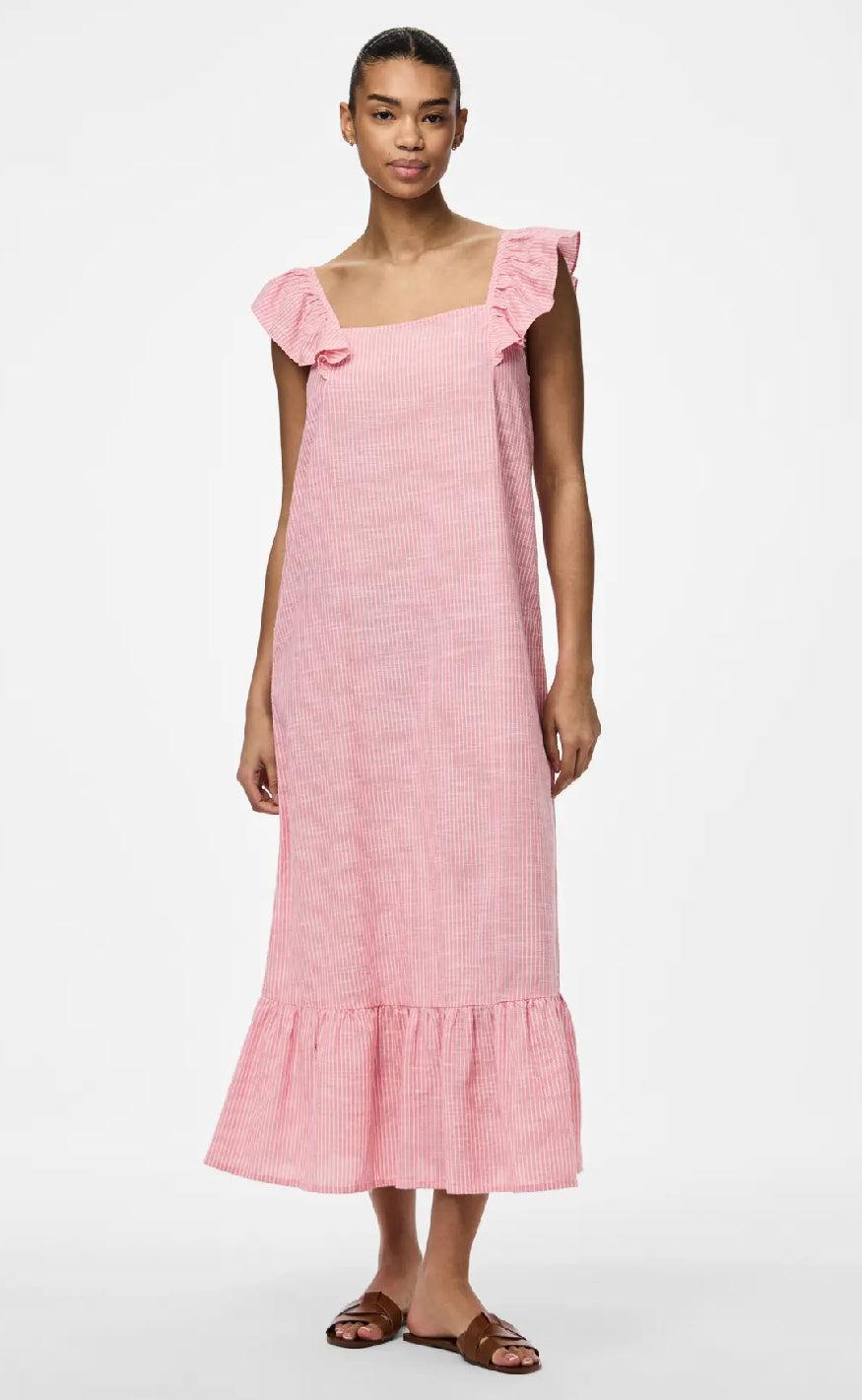 Pieces Kjole - Apia - Pink Lemonade/Bright White