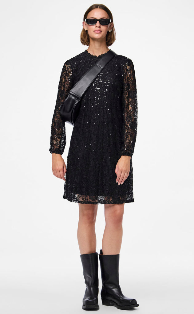 Pieces Kjole - Olline Lace Sequins - Black