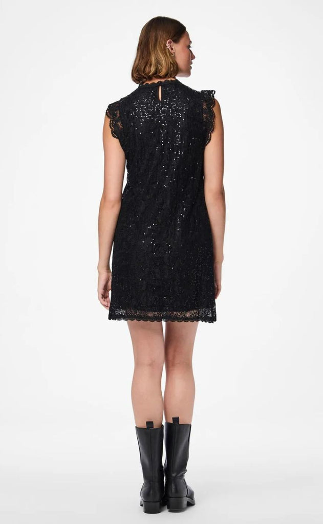 Pieces Kjole - Olline SL Lace Sequins - Black