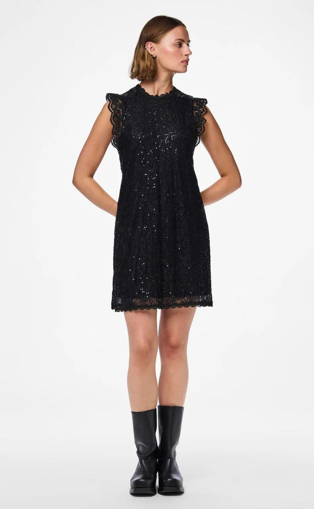 Pieces Kjole - Olline SL Lace Sequins - Black