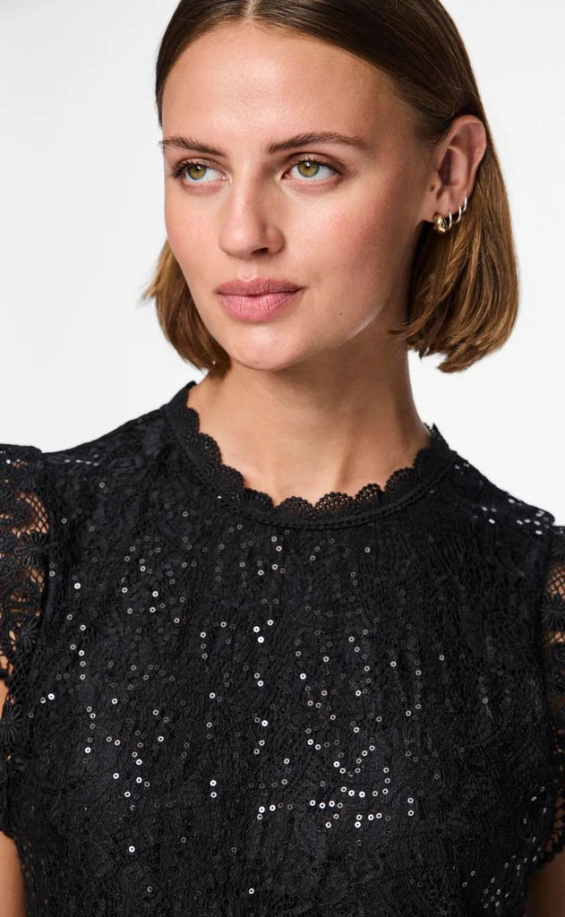 Pieces Kjole - Olline SL Lace Sequins - Black