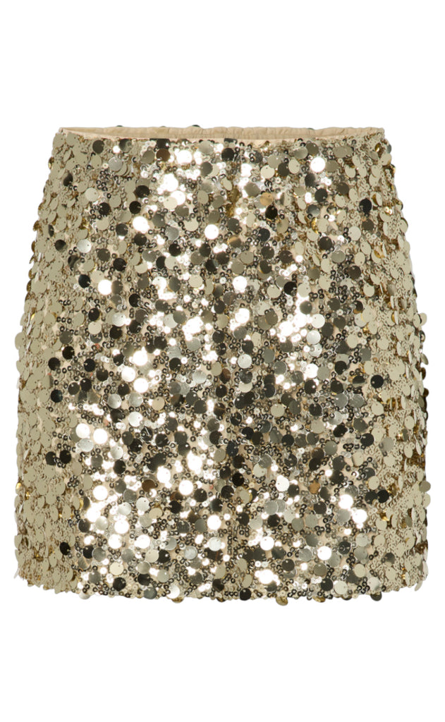 Pieces Nederdel - Disco - Gold Colour Sequins