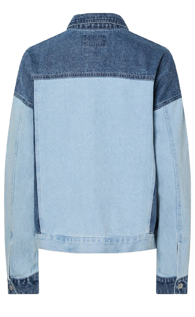 Pieces Skjorte - Famy - Light Blue Denim/Medium Blue