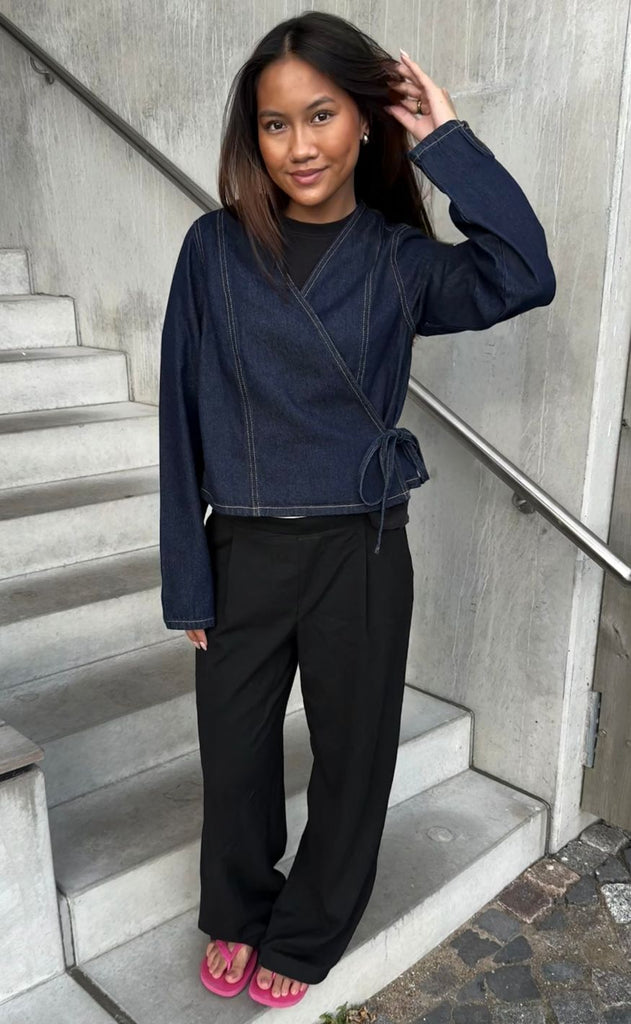 Pieces Skjorte - Fenna - Dark Blue Denim