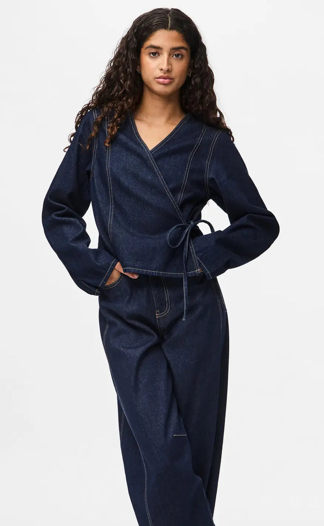 Pieces Skjorte - Fenna - Dark Blue Denim