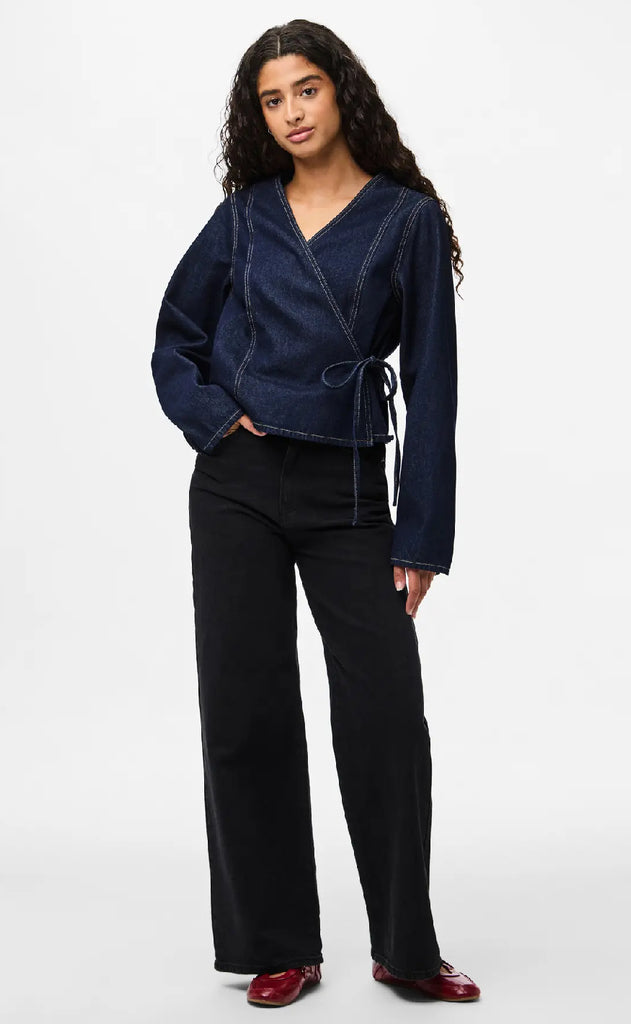 Pieces Skjorte - Fenna - Dark Blue Denim