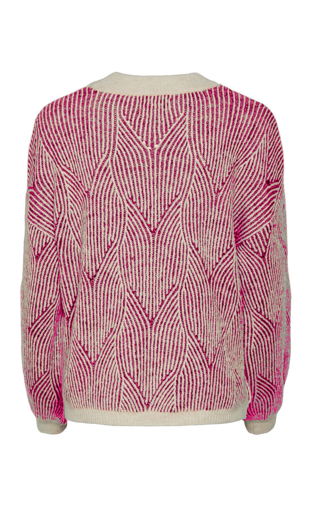 Pieces Sweater - Jenna - Whitecap Gray/Festival Fuchsia