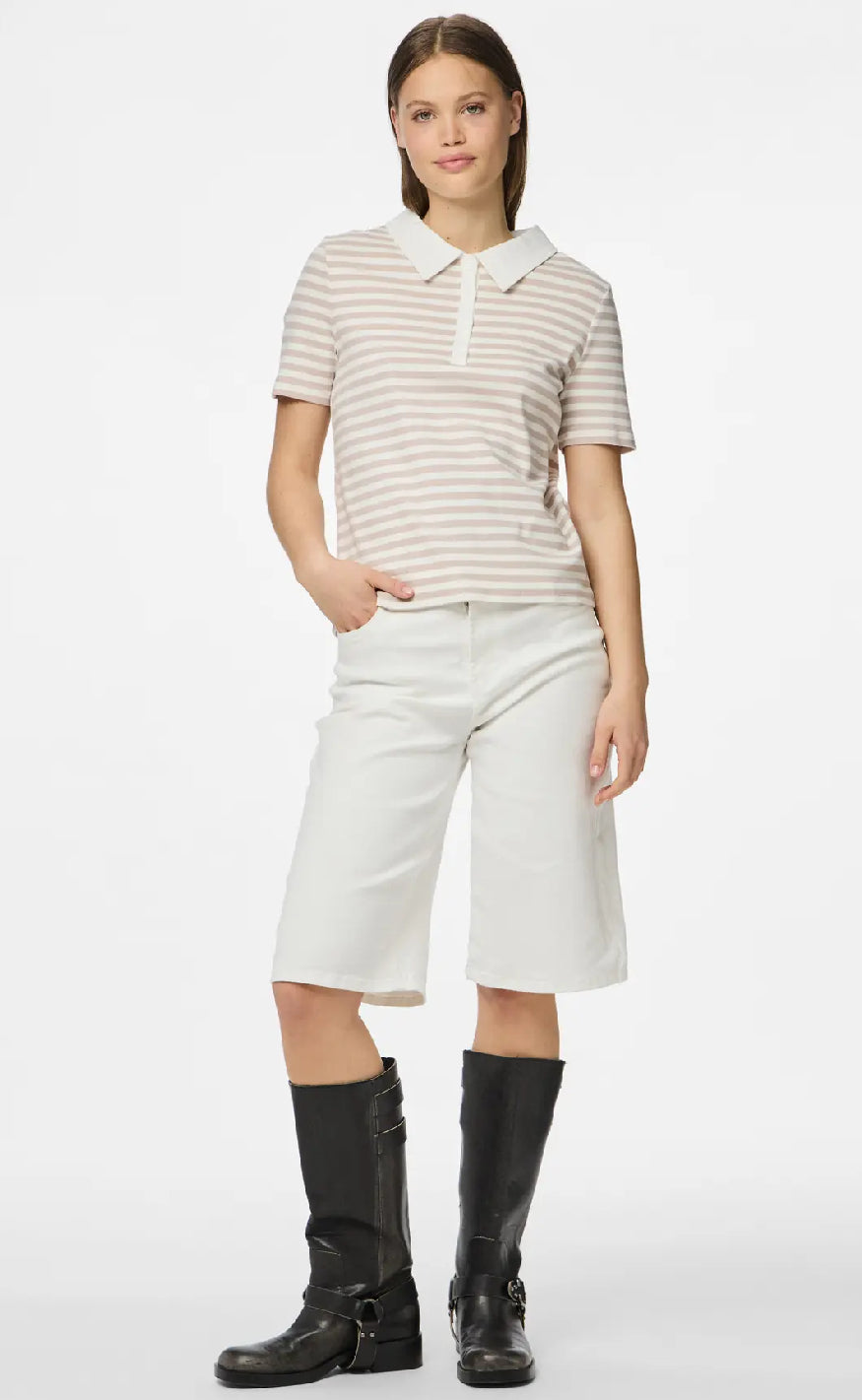 Pieces Top - Donna - Silver Gray/Cloud Dancer