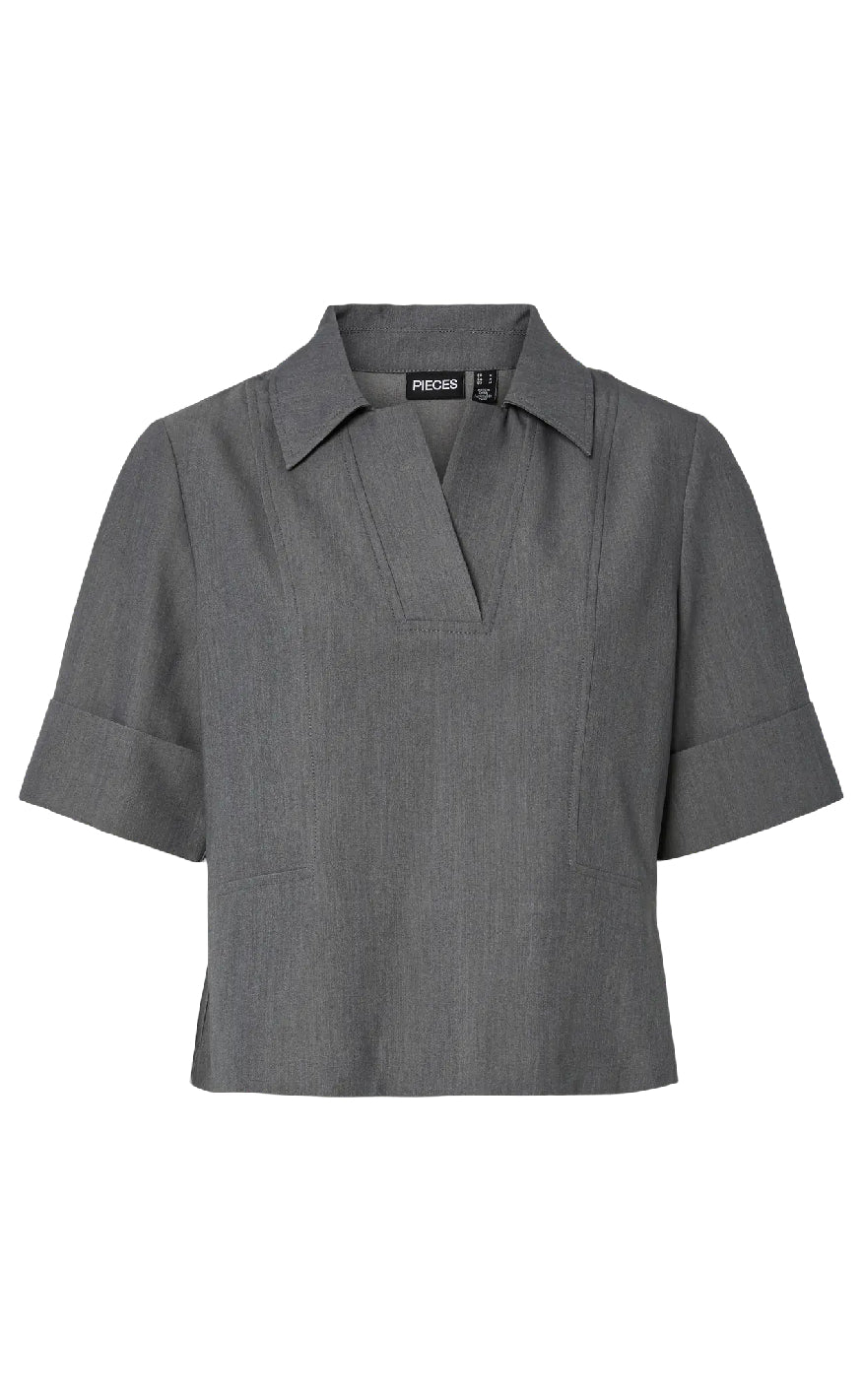 Pieces Top - Frida - Medium Grey Melange