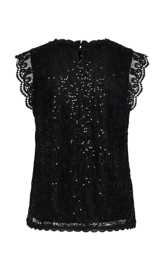 Pieces Top - Olline Lace Seaquins - Black