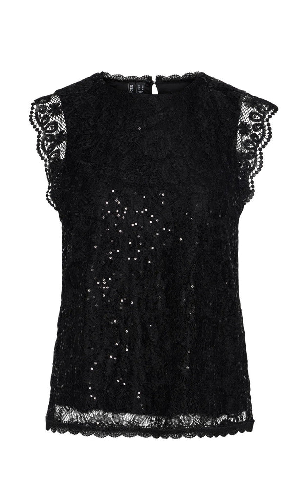 Pieces Top - Olline Lace Seaquins - Black