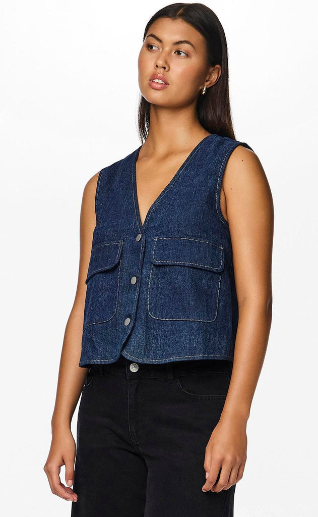 Pieces Vest - Fabia - Dark Blue Denim