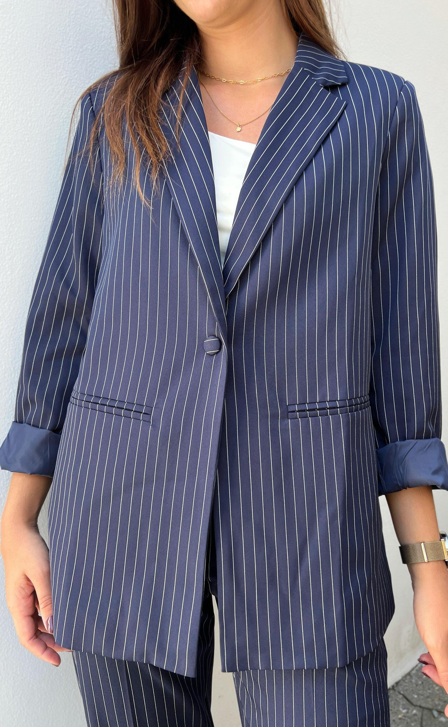 Say INA Copenhagen Blazer - Zoey - Navy Pinstripe