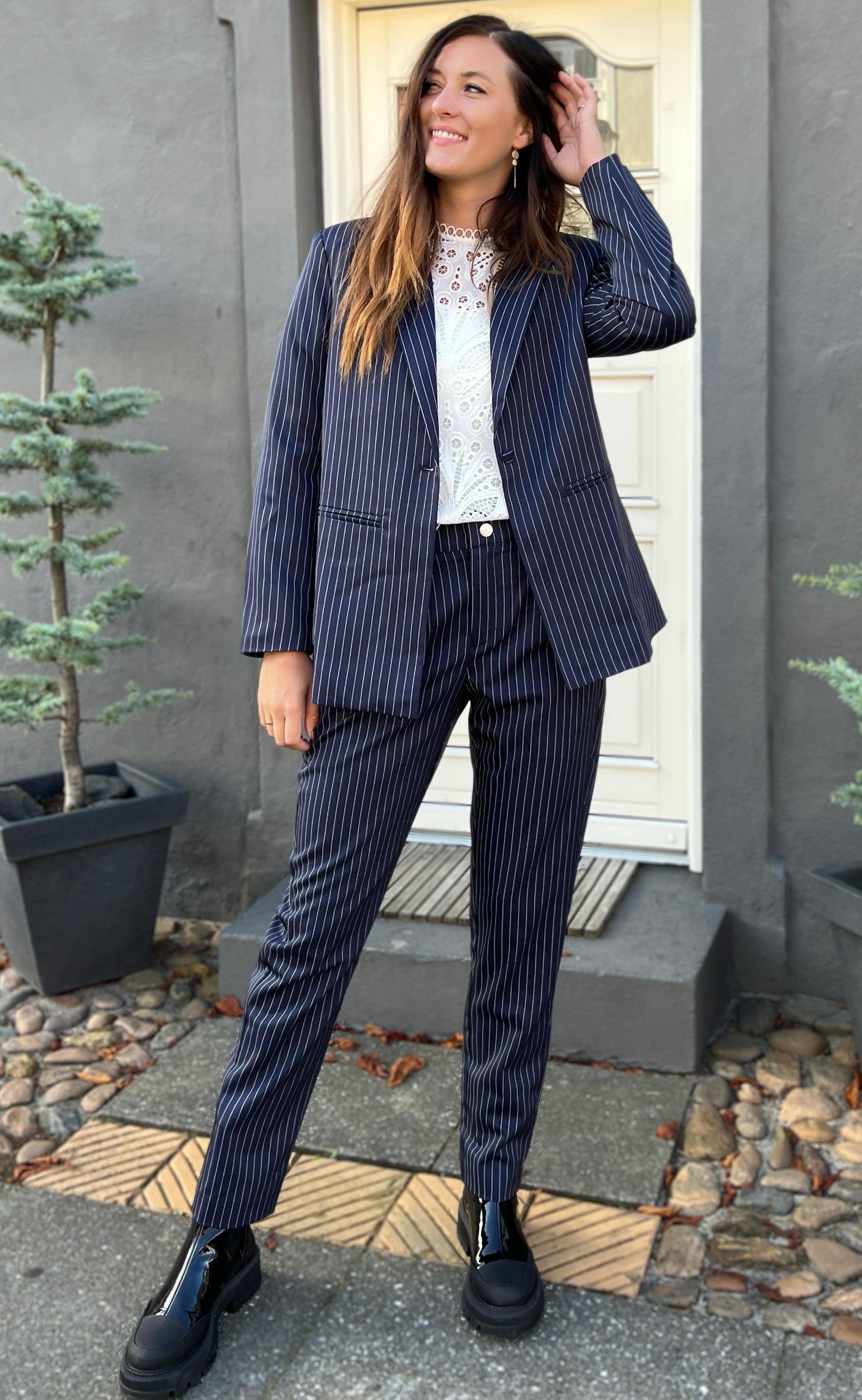 Say INA Copenhagen Blazer - Zoey - Navy Pinstripe