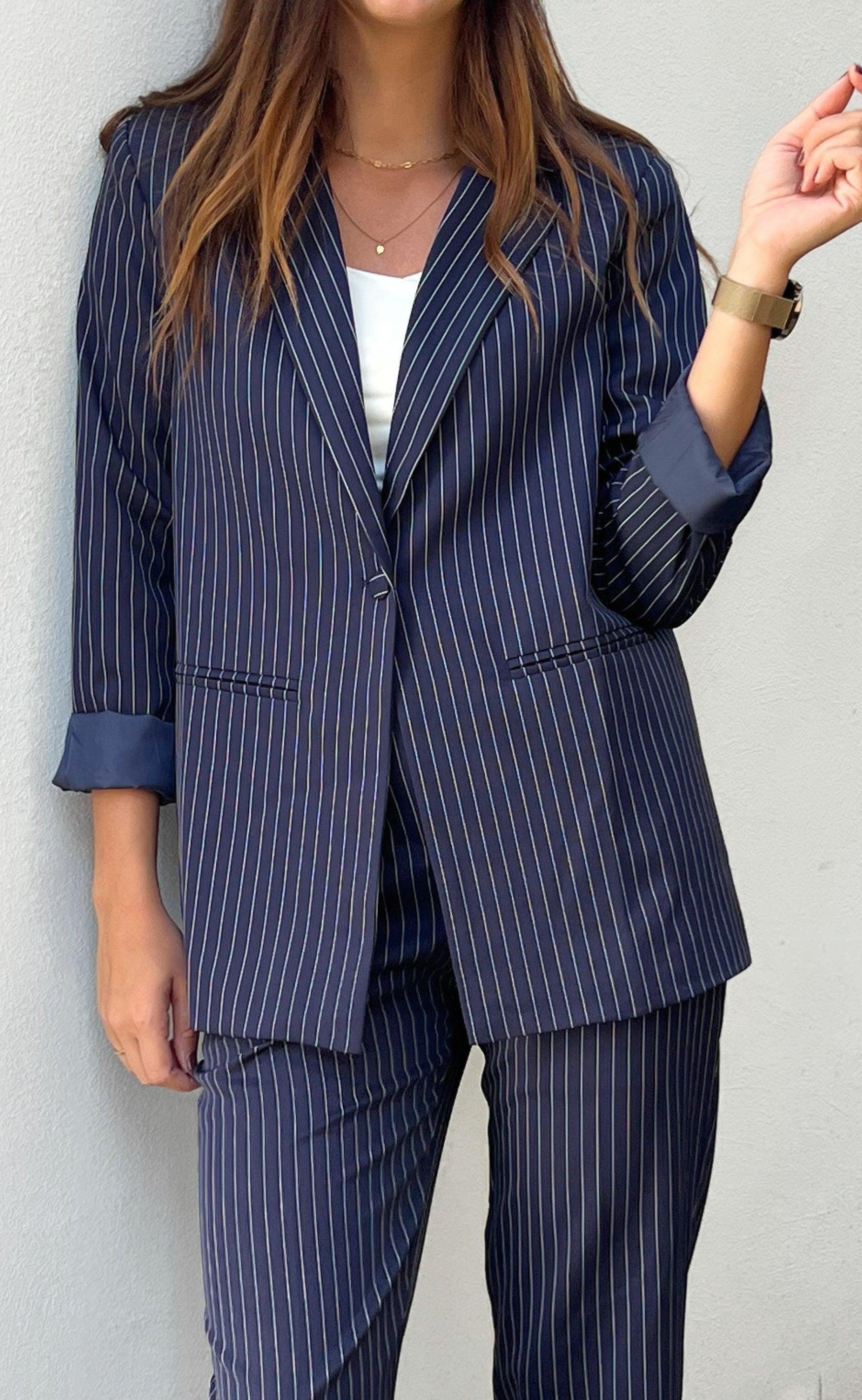 Say INA Copenhagen Blazer - Zoey - Navy Pinstripe