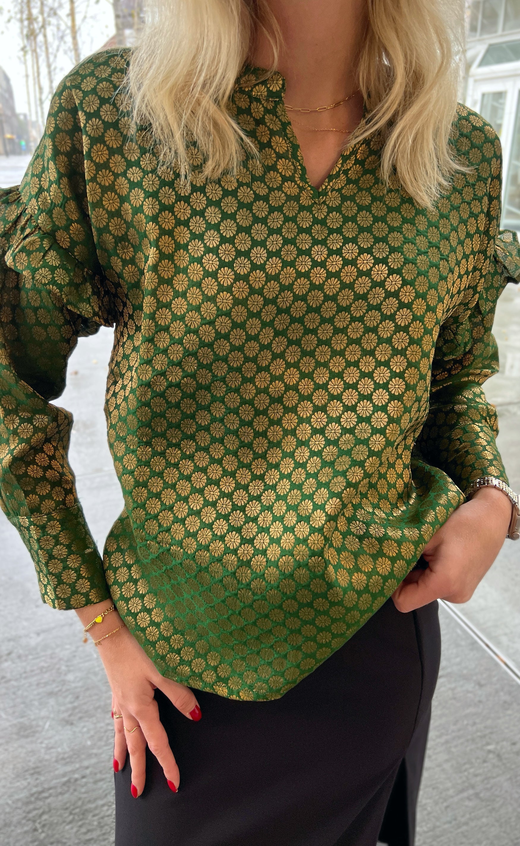 Say INA Copenhagen Bluse - Agnes - Golden Dark Green