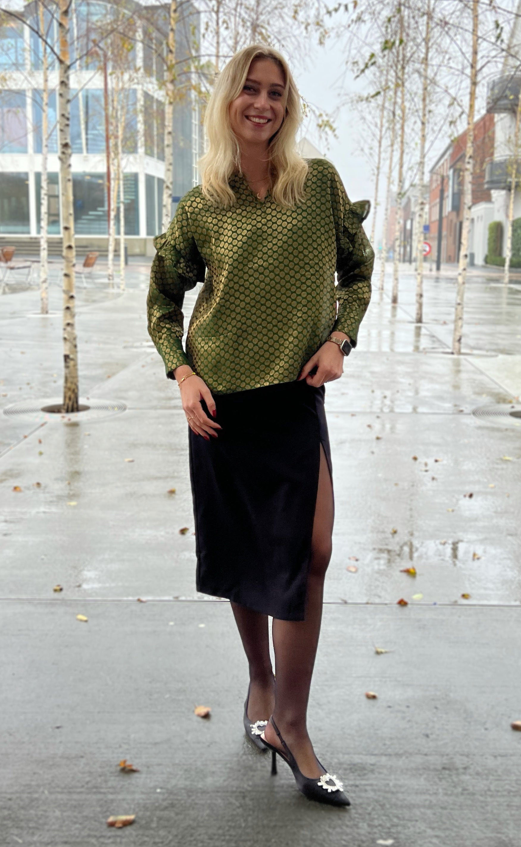 Say INA Copenhagen Bluse - Agnes - Golden Dark Green