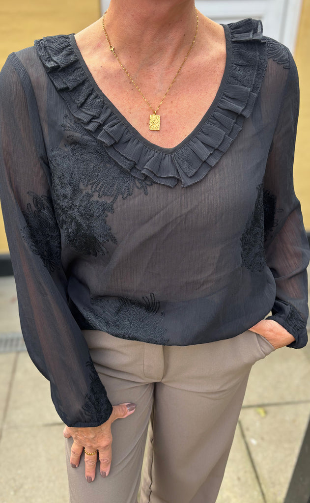 Say INA Copenhagen Bluse - Anbritt - Black W. Pattern