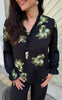 Say INA Copenhagen Bluse - Catja - Black W. Green Flower