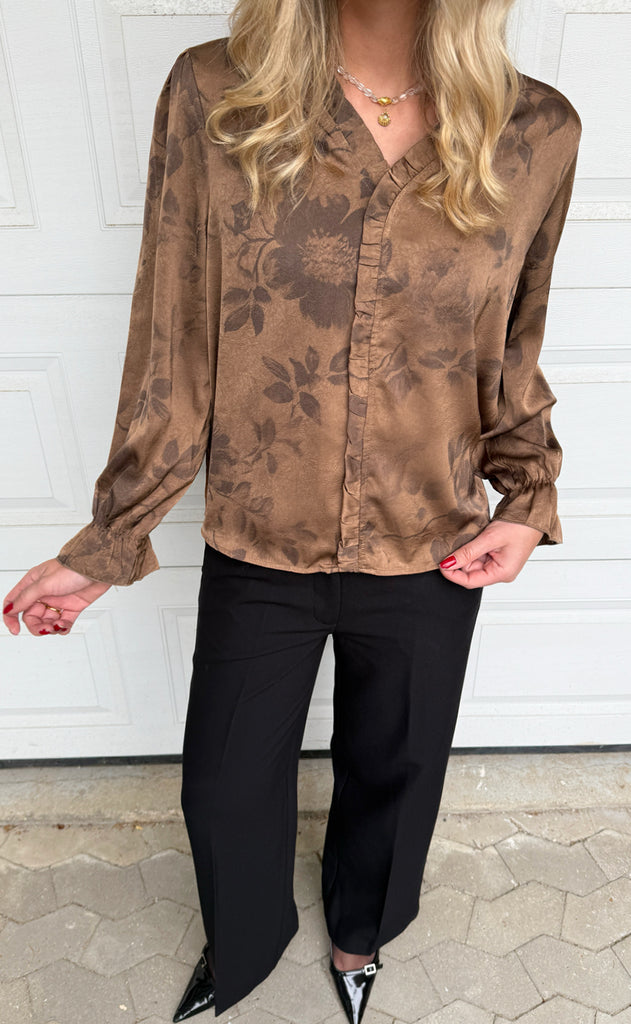 Say INA Copenhagen Bluse - Catja - Brown Flowers