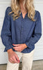 Say INA Copenhagen Bluse - Catja - Dark Denim Blue W. Pinstripe