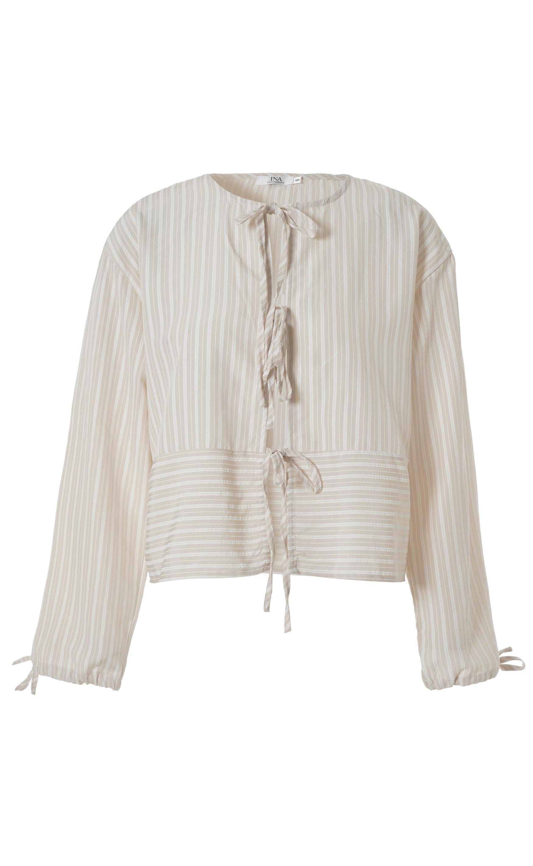 Say INA Copenhagen Bluse - Cornelia - Camel / White Stripe (vendbar)
