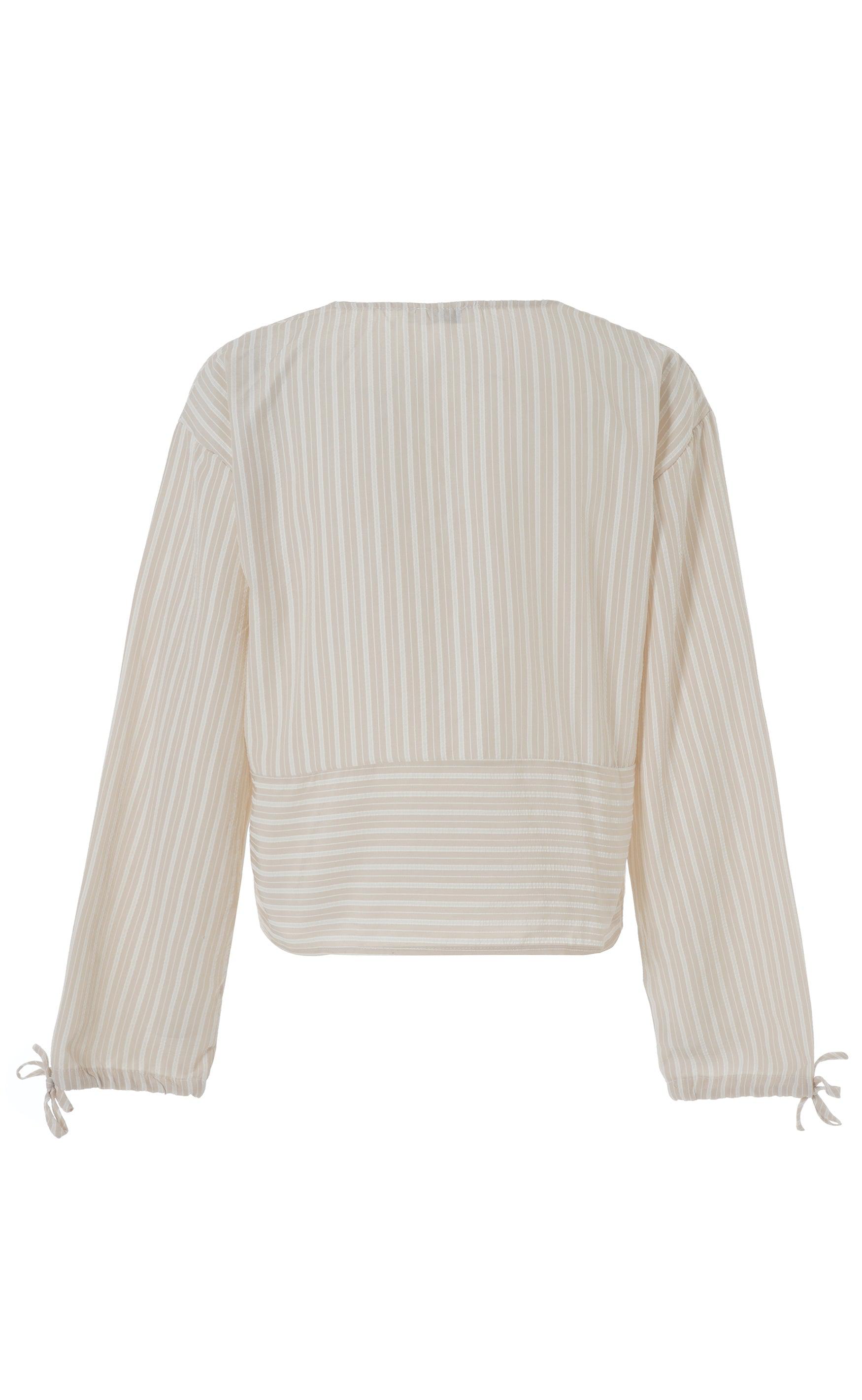 Say INA Copenhagen Bluse - Cornelia - Camel / White Stripe (vendbar)