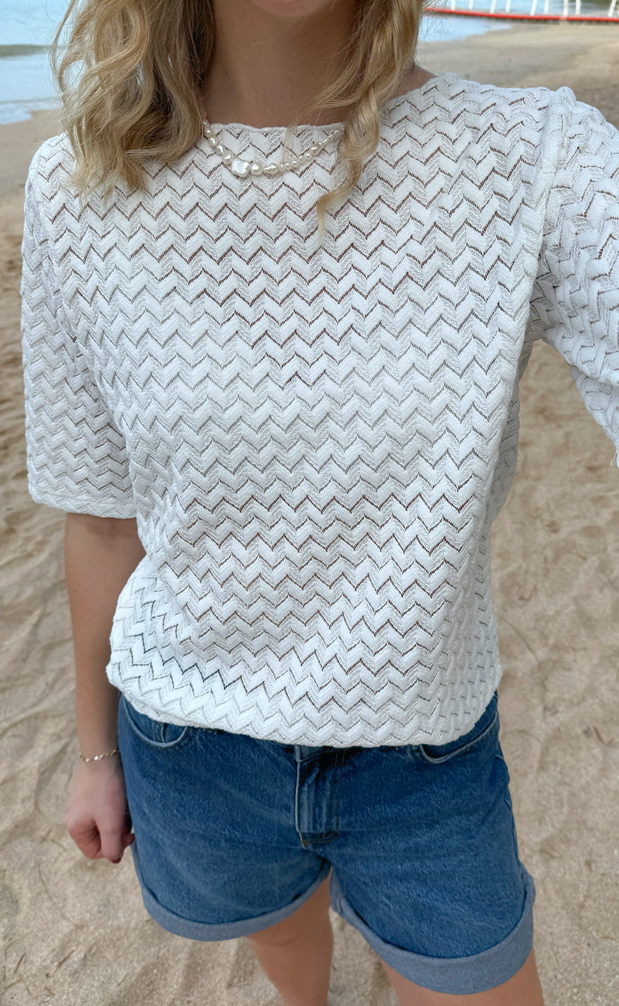 Say INA Copenhagen Bluse - Diana - White Zig Zag