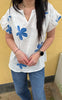 Say INA Copenhagen Bluse - Emma - Blue Leaf Embroidery