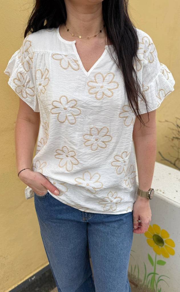 Say INA Copenhagen Bluse - Emma - Flower Embroidery