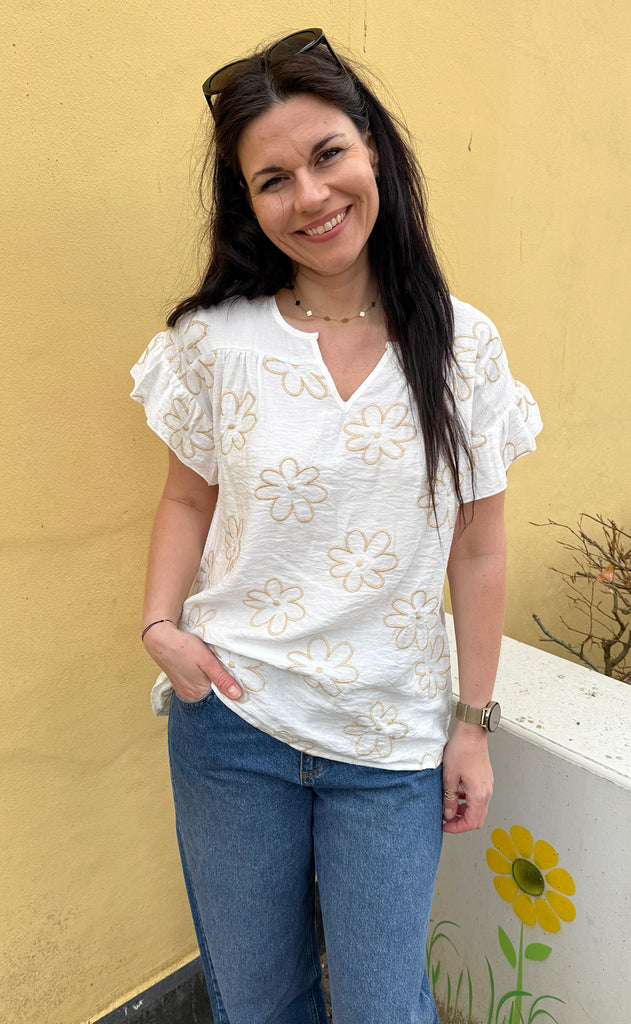 Say INA Copenhagen Bluse - Emma - Flower Embroidery
