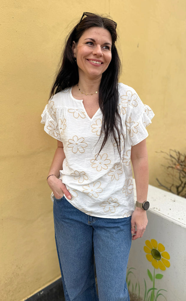 Say INA Copenhagen Bluse - Emma - Flower Embroidery