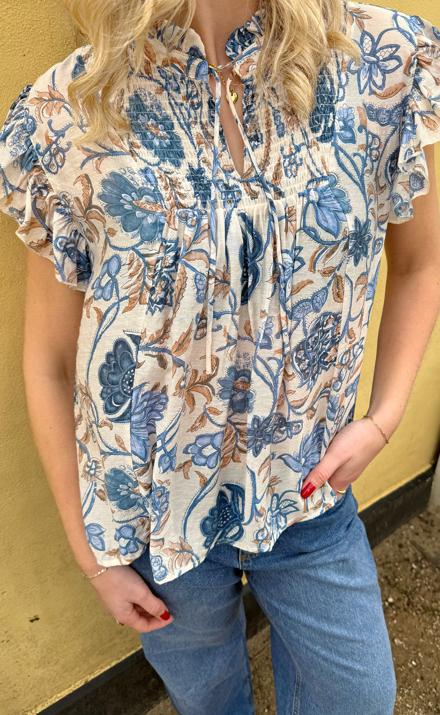 Say INA Copenhagen Bluse - Emmi - Blue Flowers
