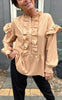 Say INA Copenhagen Bluse - Frida - Beige W. Gold Glitter