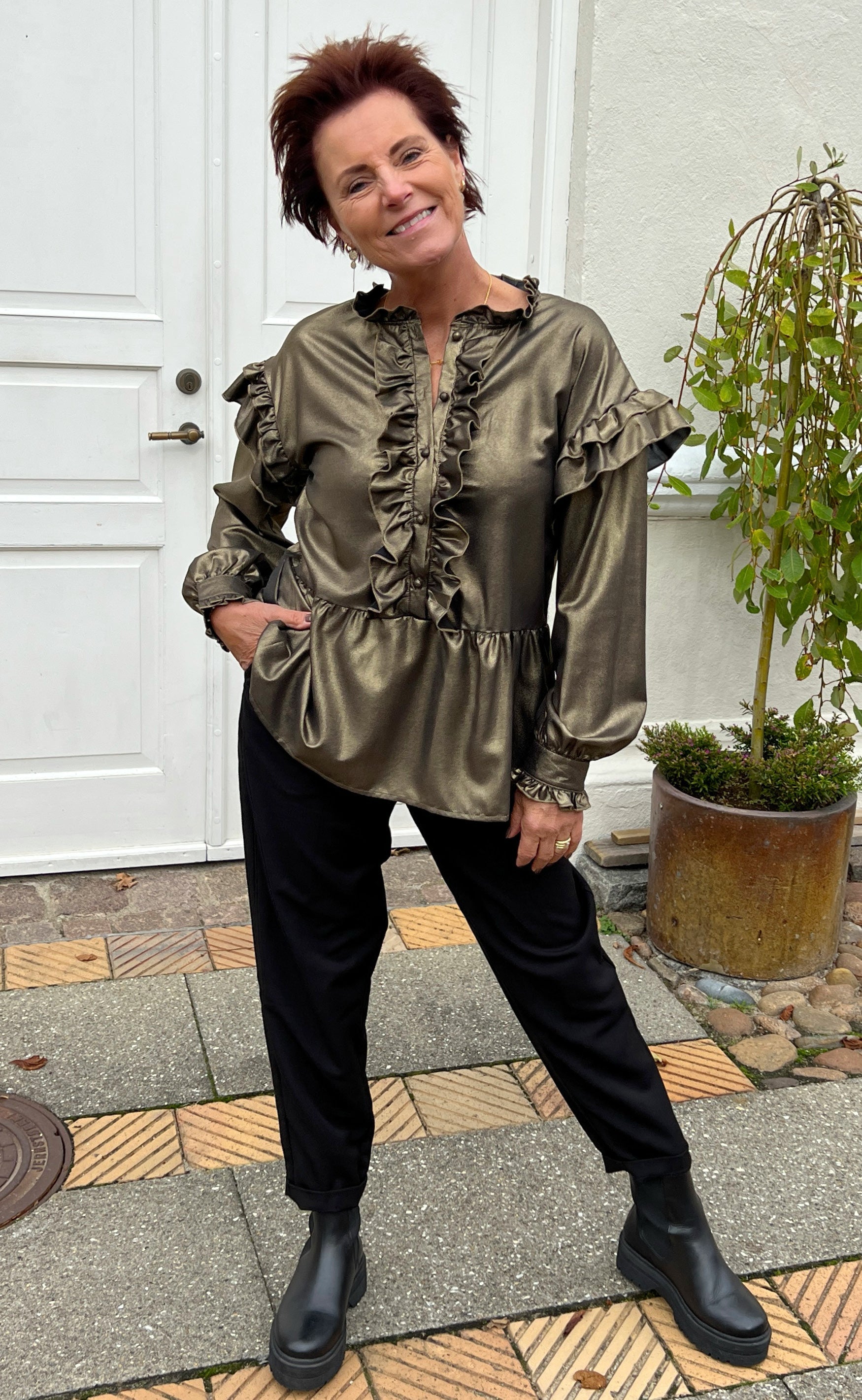 Say INA Copenhagen Bluse - Frida - Black W. Gold Glitter