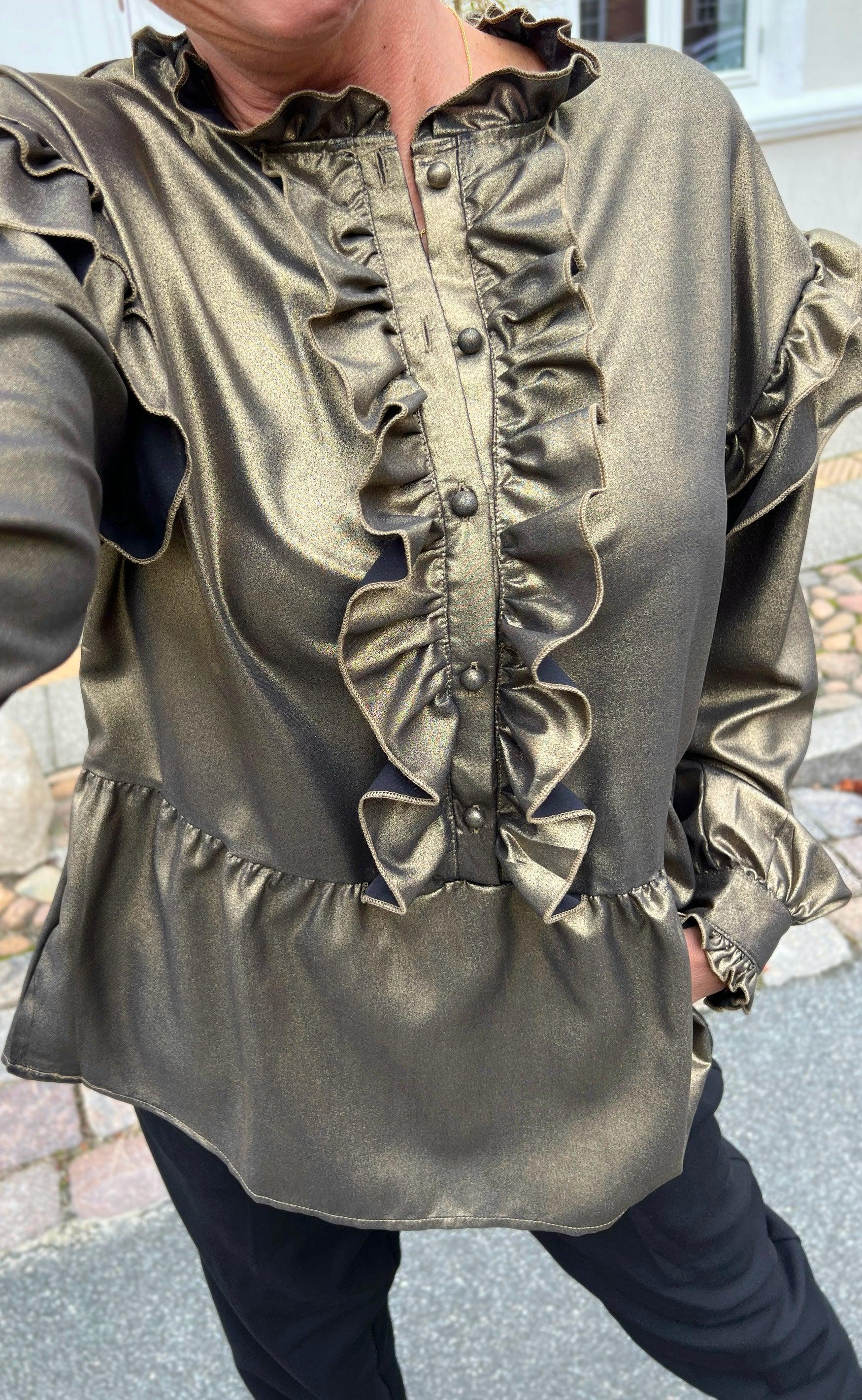 Say INA Copenhagen Bluse - Frida - Black W. Gold Glitter