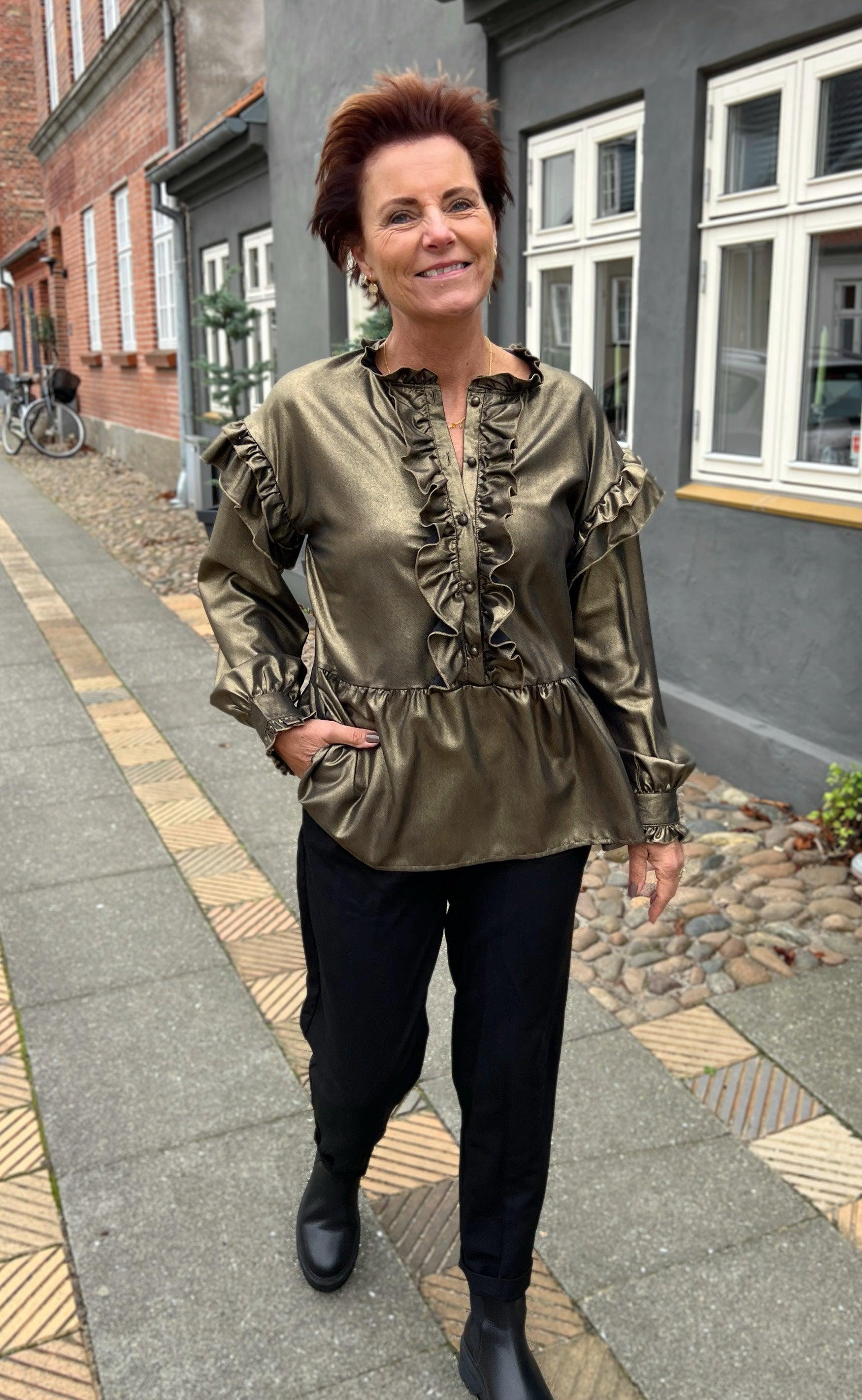 Say INA Copenhagen Bluse - Frida - Black W. Gold Glitter