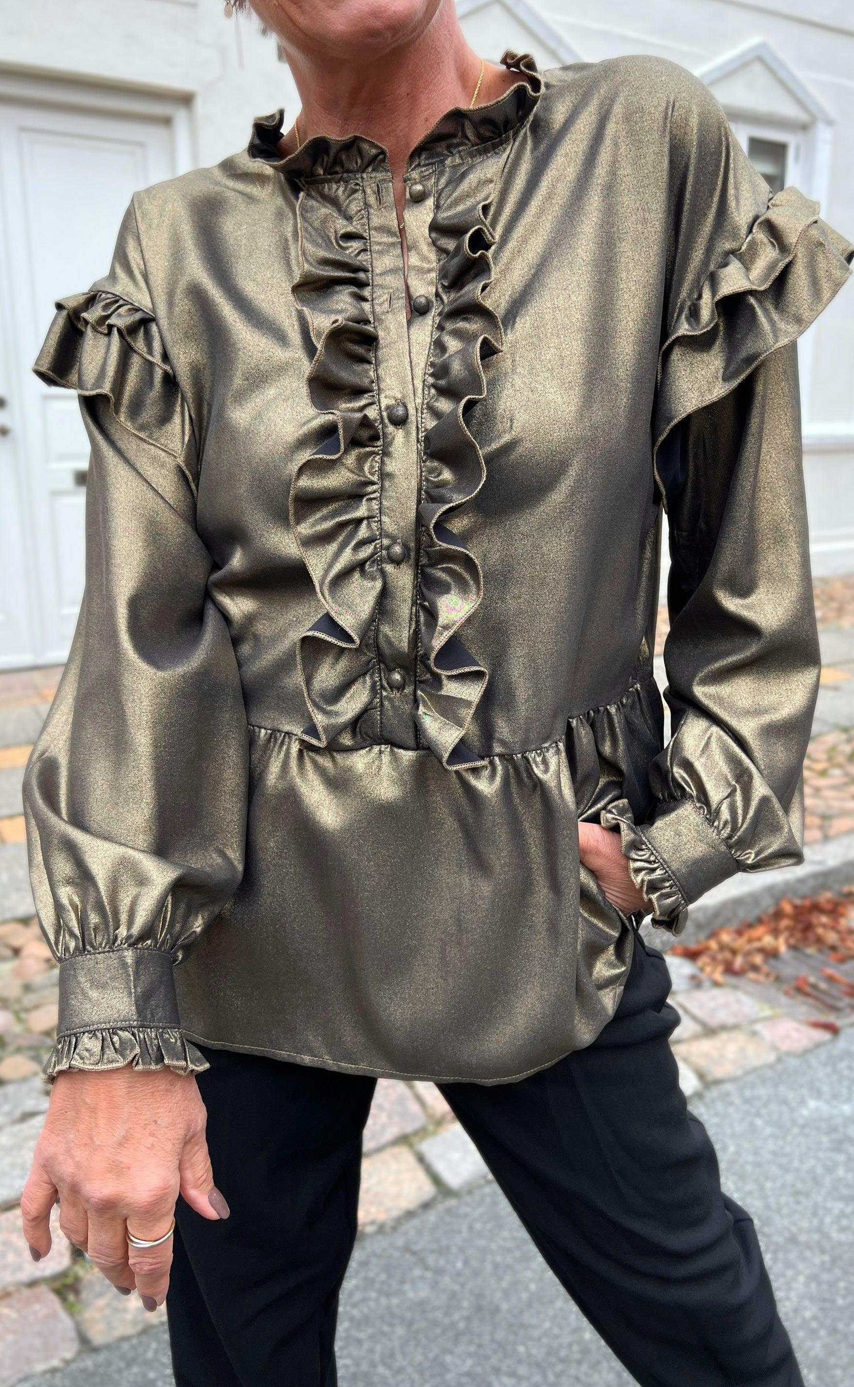 Say INA Copenhagen Bluse - Frida - Black W. Gold Glitter