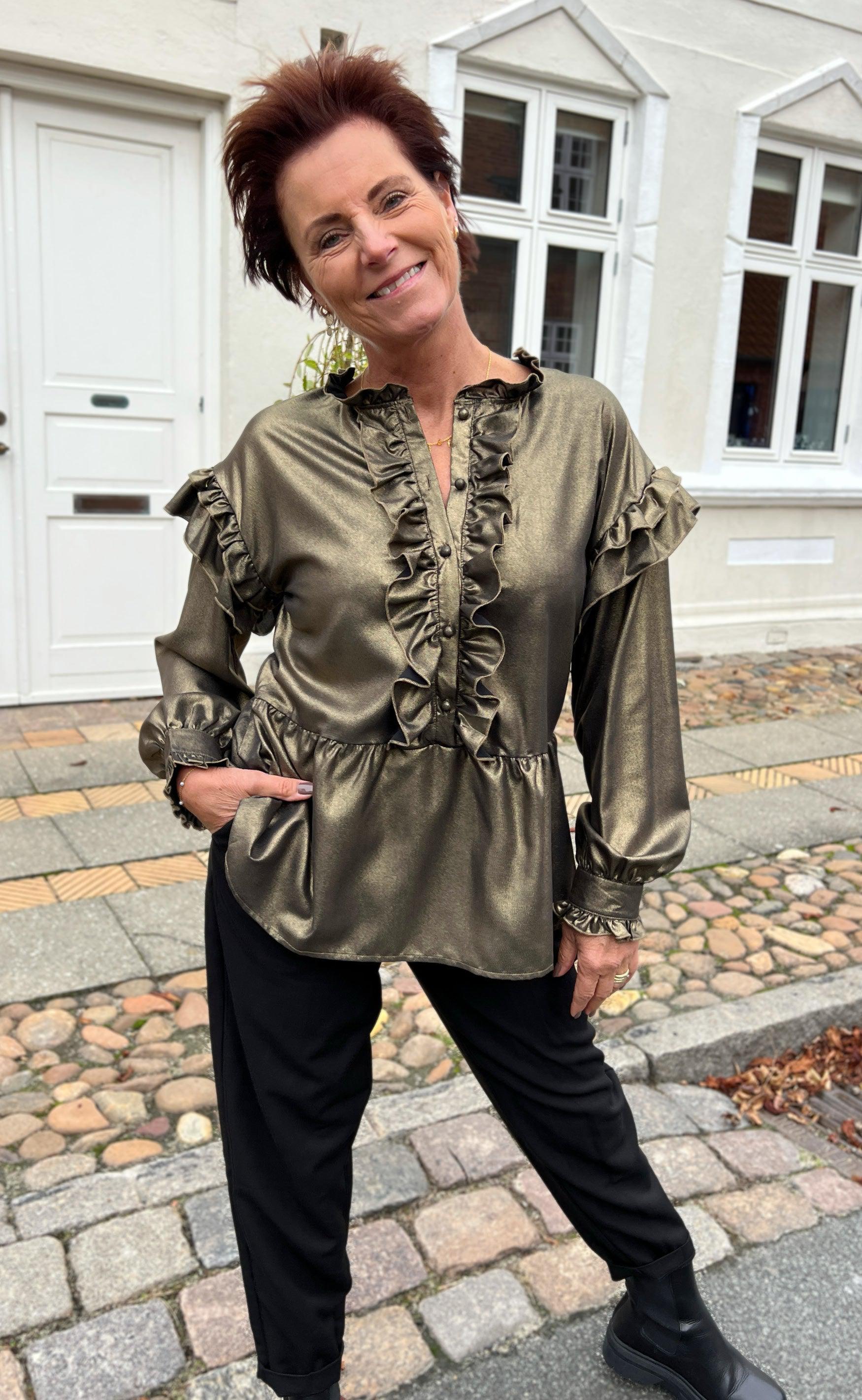 Say INA Copenhagen Bluse - Frida - Black W. Gold Glitter