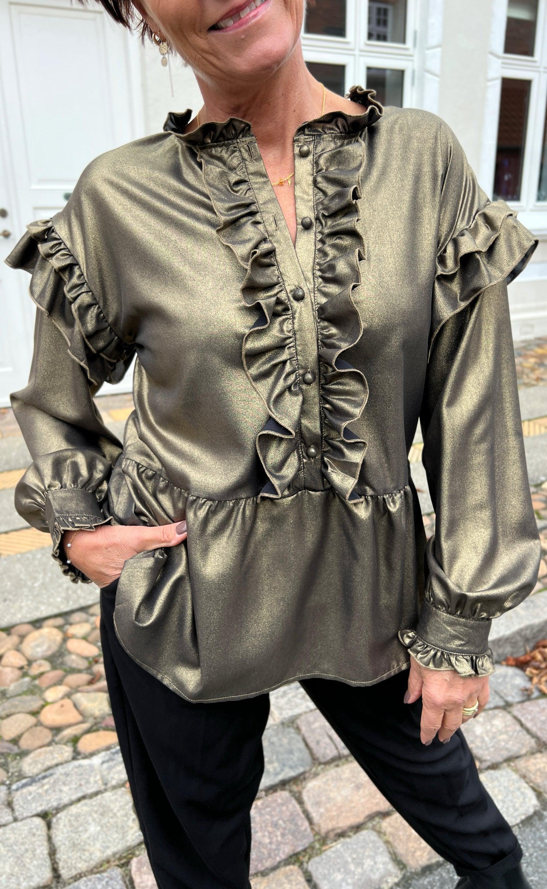Say INA Copenhagen Bluse - Frida - Black W. Gold Glitter