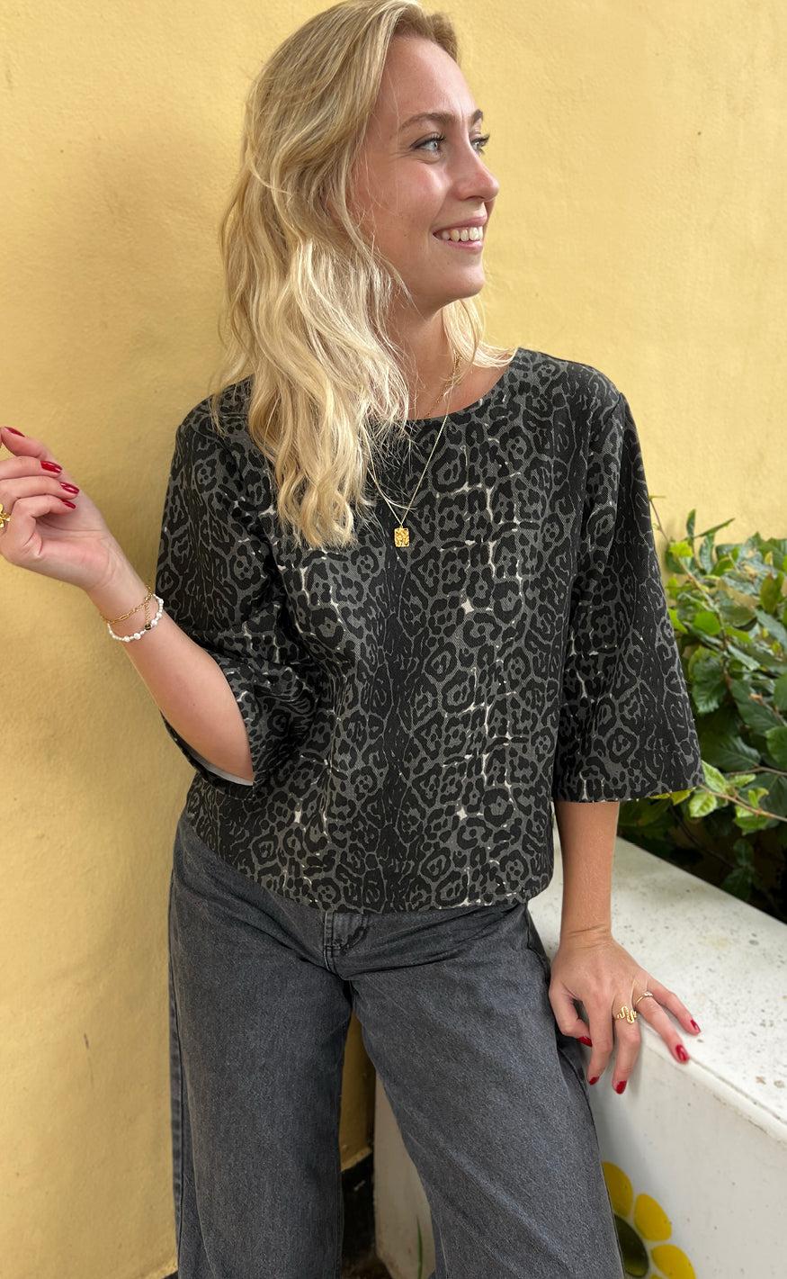 Say INA Copenhagen Bluse - Lara - Grey Leopard