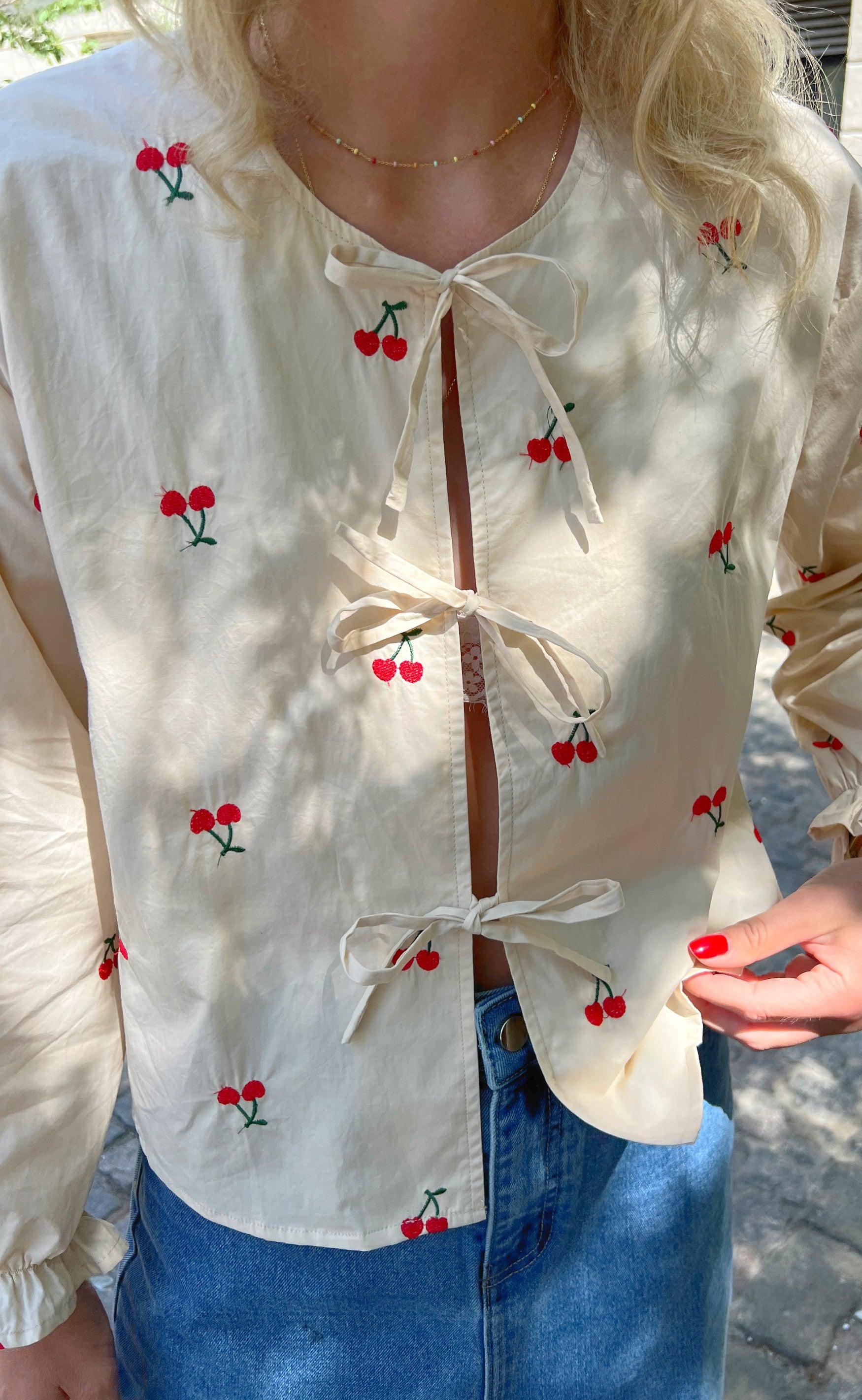 Say INA Copenhagen Bluse - Leonora - Off White W. Cherry