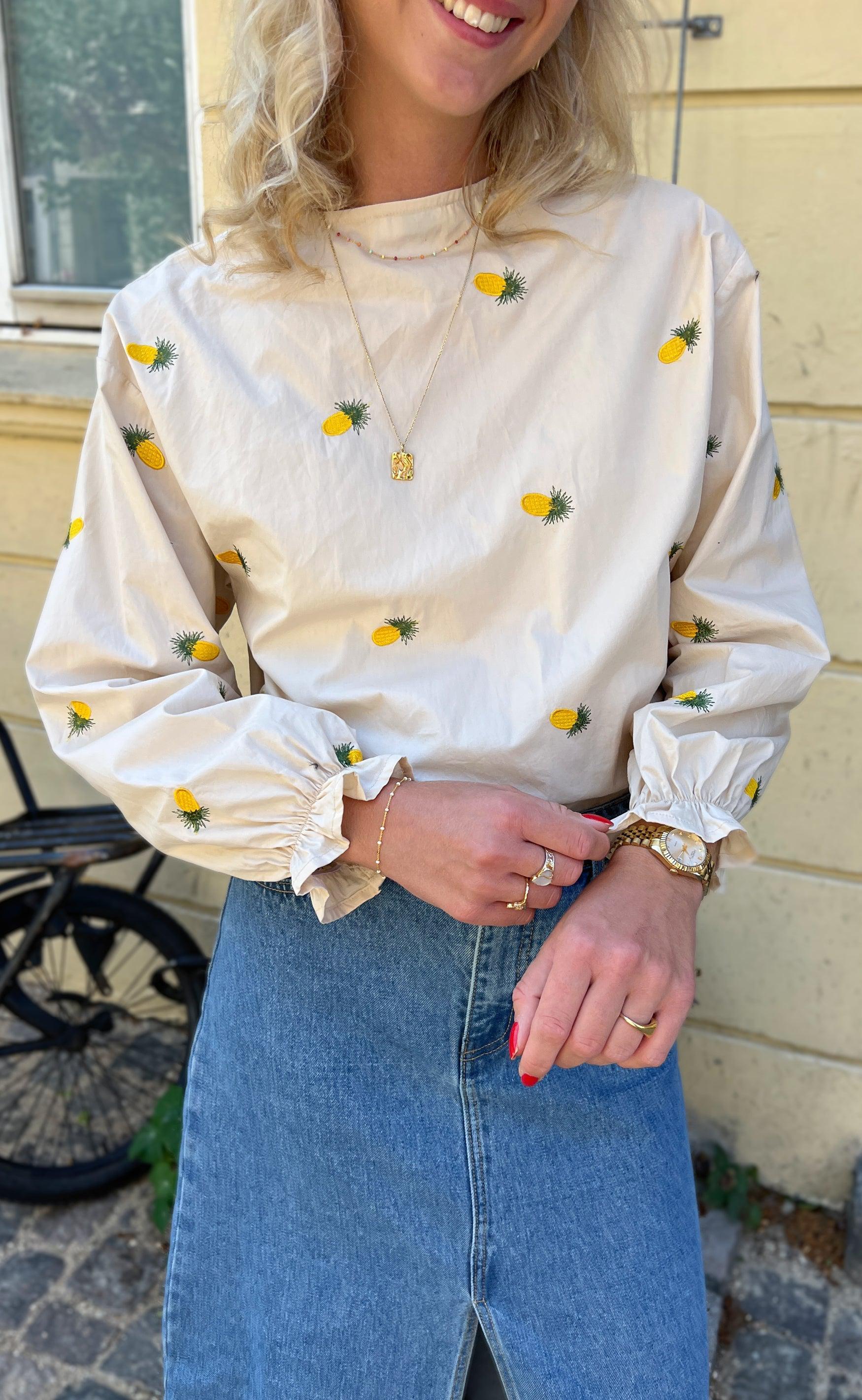 Say INA Copenhagen Bluse - Leonora - Off White W. Pineapple