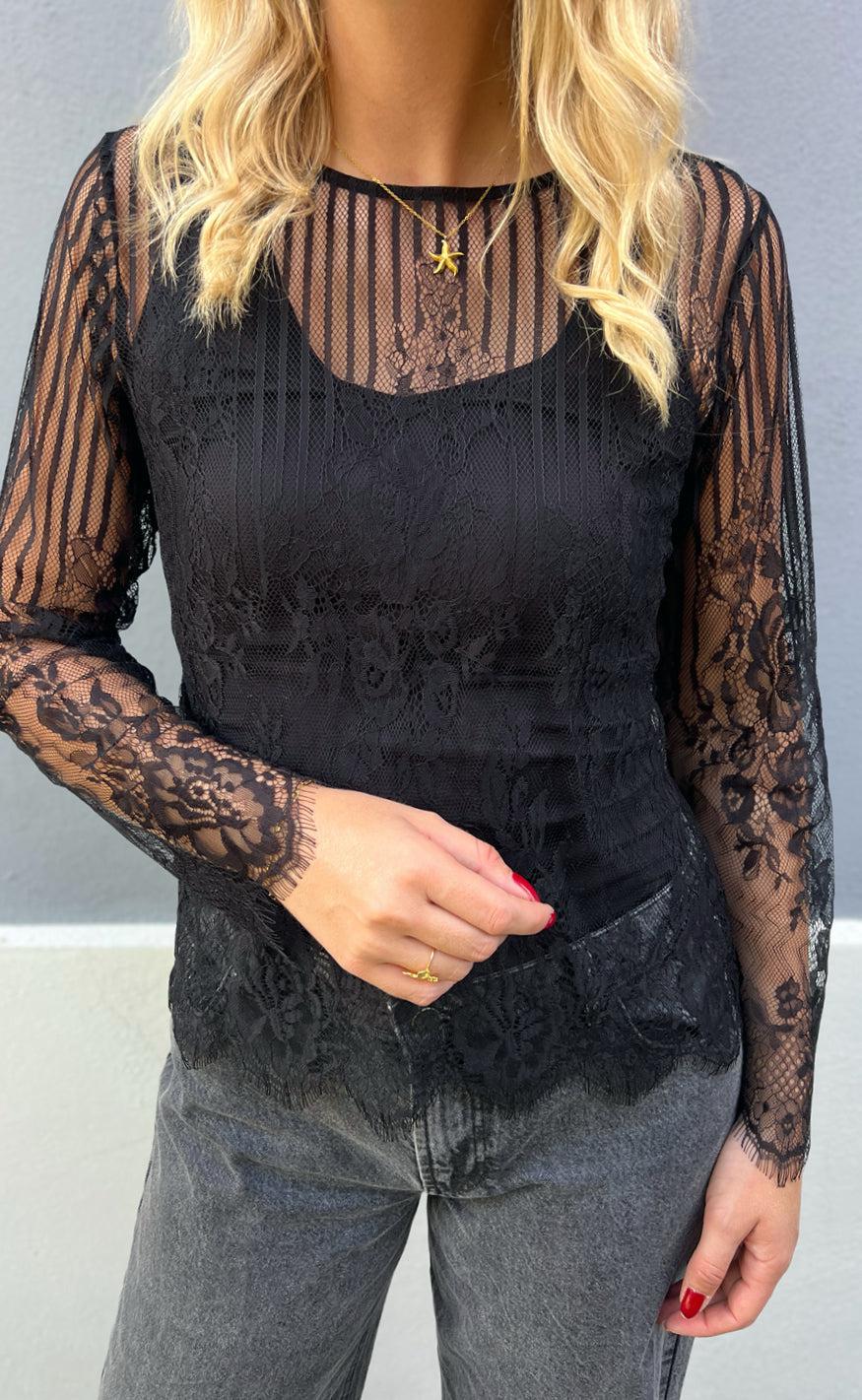 Say INA Copenhagen Bluse - Lissa Lace - Black