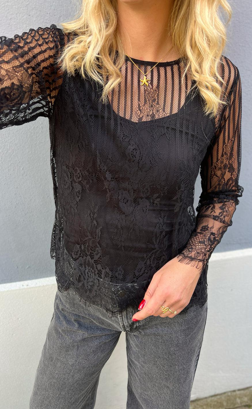 Say INA Copenhagen Bluse - Lissa Lace - Black