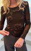 Say INA Copenhagen Bluse - Maria Mesh - Dark Brown 3D Flowers