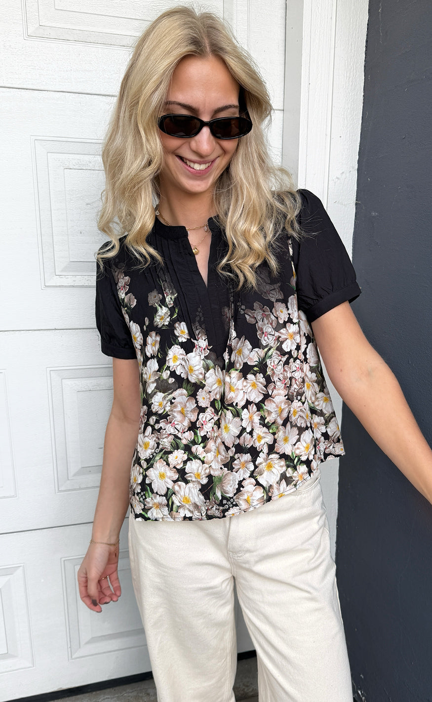 Say INA Copenhagen Bluse - Nina - Black W. Flowers