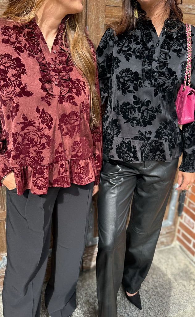 Say INA Copenhagen Bluse - Nora - Black Flowers