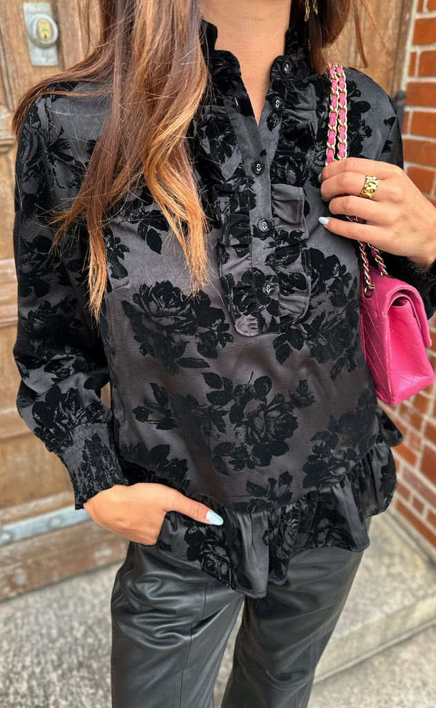 Say INA Copenhagen Bluse - Nora - Black Flowers